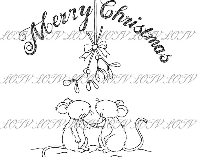 Lotv Digi Stamp - KG - Merry Mistletoe Mice, Jpg, Christmas, Festive, Noel, Digital, Artwork