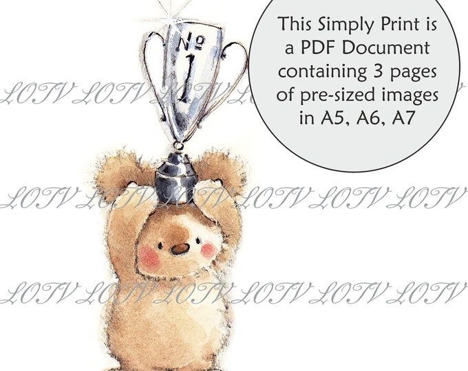 Lili of the Valley Full Colour Simply Print - IH - Champion Ted, 3 Page PDF Ready to Print Document, Digital