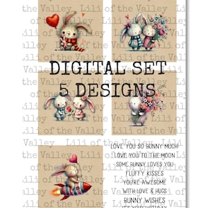 LOTV Full Color Simply Print - Fluffy Kisses - Bunny Set - 3 pagina's pdf, digitaal