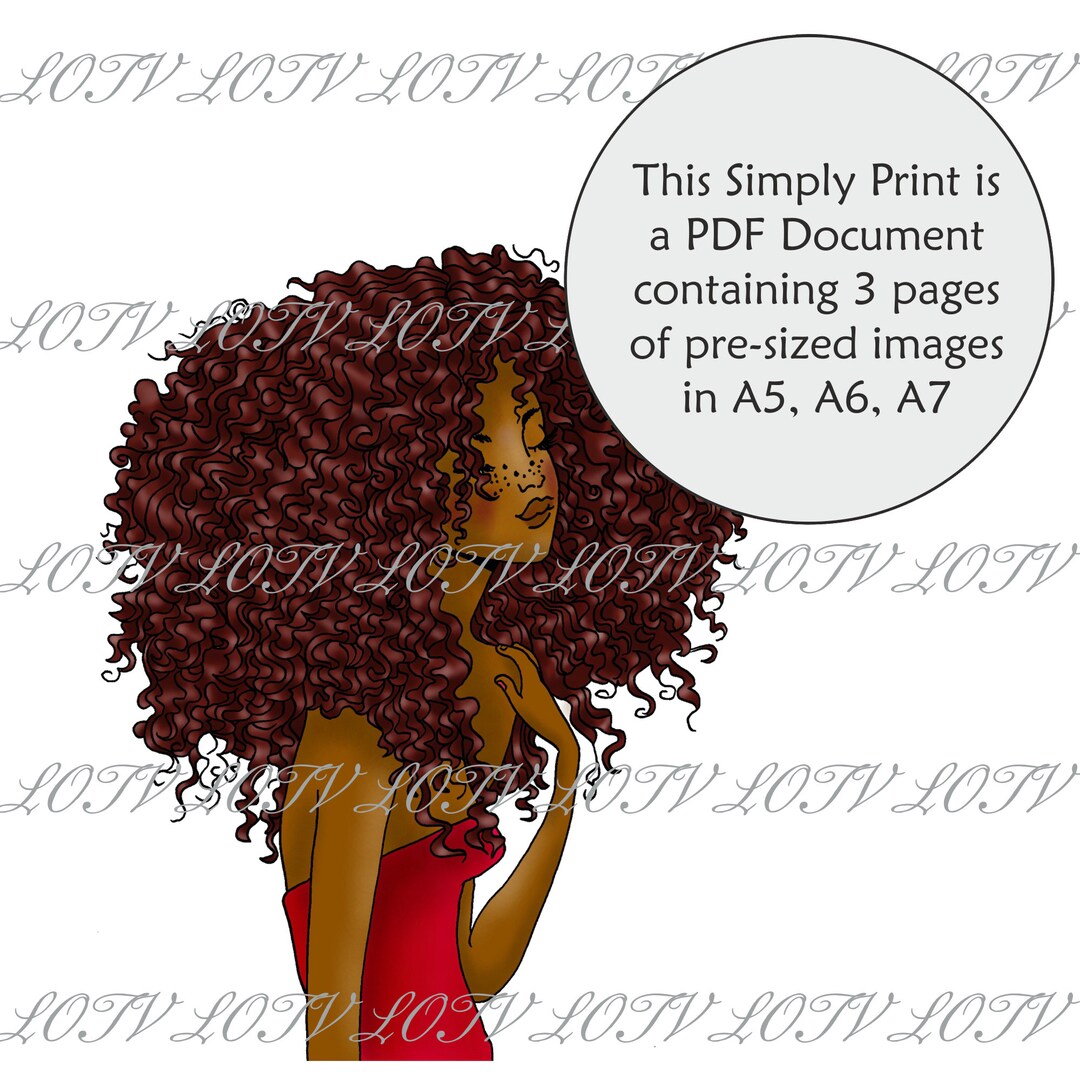 LOTV Full Colour Simply Print - Curls, Girl, 3 Page PDF Ready to Print ...