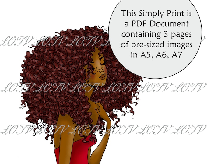 Lili of the Valley Full Colour Simply Print - Curls, Girl, 3 Page PDF Ready to Print Document, Digital