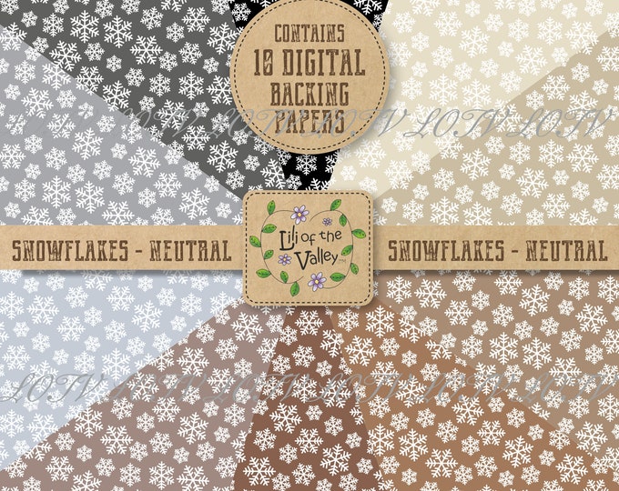 LOTV Backing Paper Set - DR - Snowflakes Neutrals, Digital