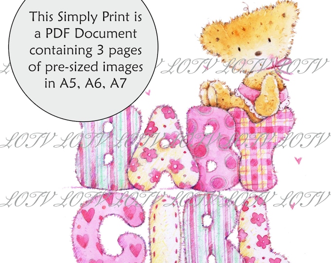 Lili of the Valley Full Colour Simply Print - Baby Girl Words, 3 Page Ready to Print PDF Document, Digital