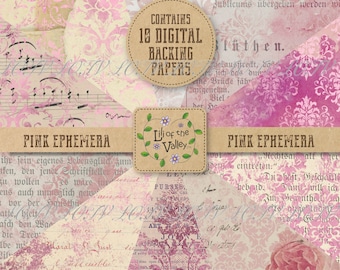 LOTV Backing Paper Set - KR - Pink Ephemera, Digital