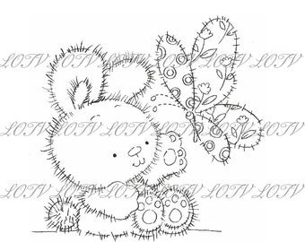 LOTV Digi Stamp - IH - Patchwork Butterfly, JPEG, Bunny, Rabbit, Patchwork, Digital