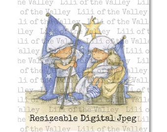 Digital Coloured JPG - Nativity - Mary and Joseph