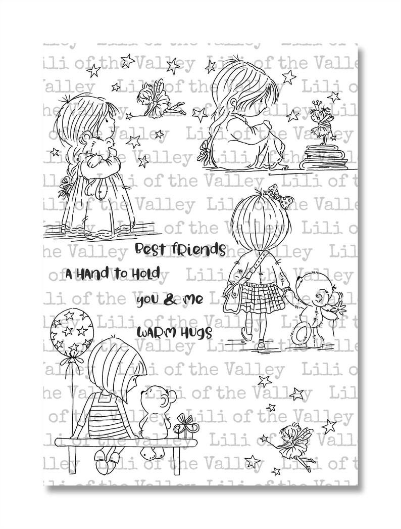 Little Girls A5 Stamp Set image 1