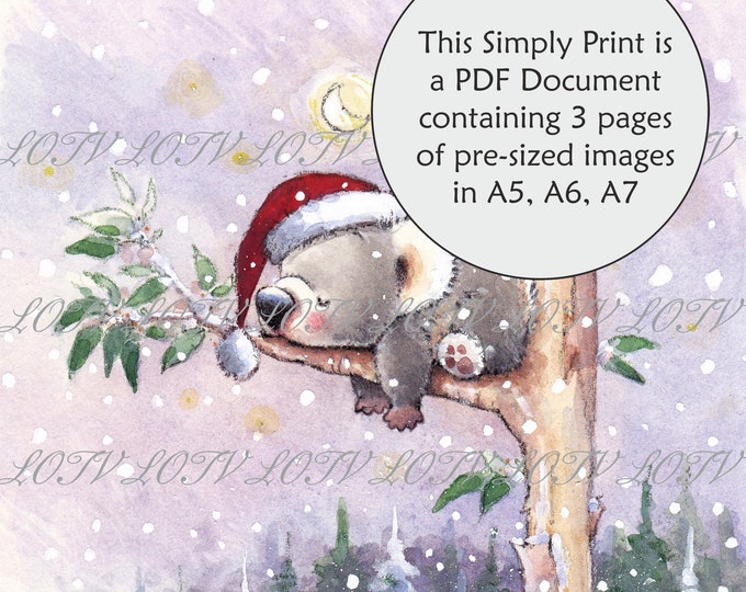 Lili of the Valley Full Colour Simply Print - IH - Koala Christmas, 3 Page PDF Digital