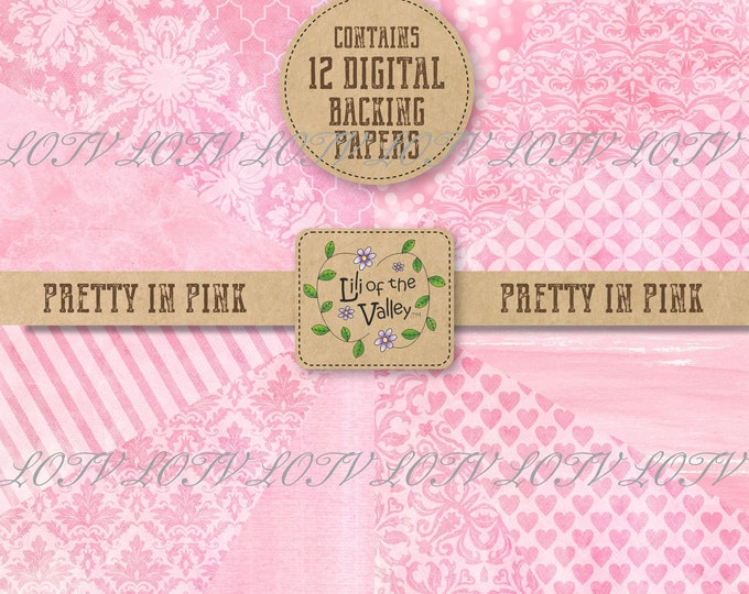 Lili of the Valley Backing Paper Set - AP - Pretty in Pink, JPEG, Digital