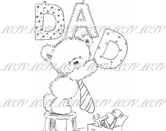 Lili of the Valley Digi Stamp - IH - Dad's the Word, JPEG, Bear, Digital