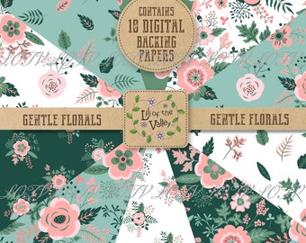 Lili of the Valley Backing Paper Set - AP - Gentle Florals - JPEG, Digital