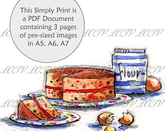 LOTV Full Colour Simply Print - IH - Fruit Cake, 3 Page PDF Ready to Print Document, Digital