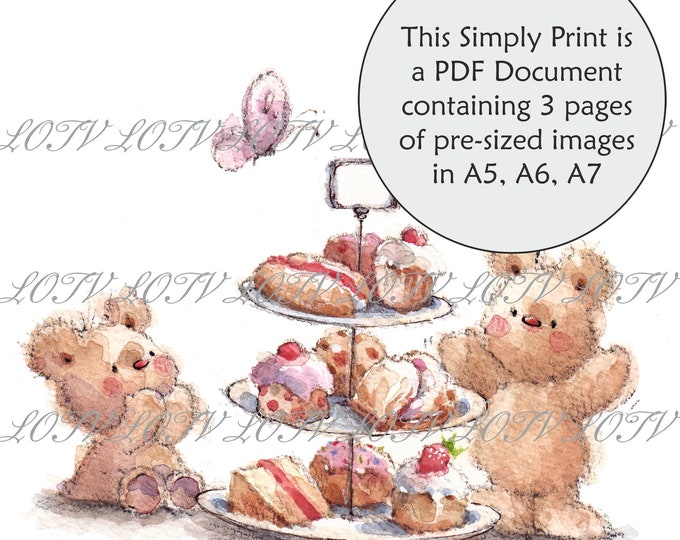 Lili of the Valley Full Colour Simply Print - IH - Teddy Buns, 3 Page PDF Ready to Print Document, Digital