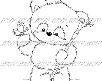 Lili of the Valley Digi Stamp - Panda, JPEG, Cute, Bear, Birthday, Sweet, Animal, Digital