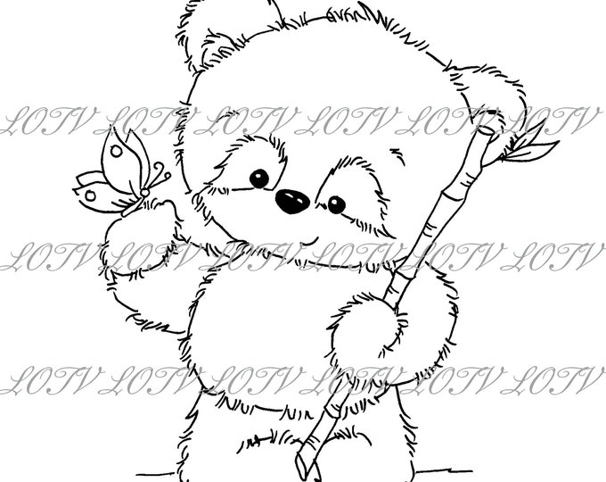 Lili of the Valley Digi Stamp - Panda, JPEG, Cute, Bear, Birthday, Sweet, Animal, Digital