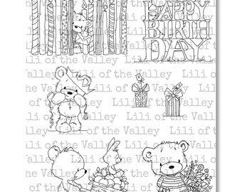 Beary Happy - Set di timbri A5