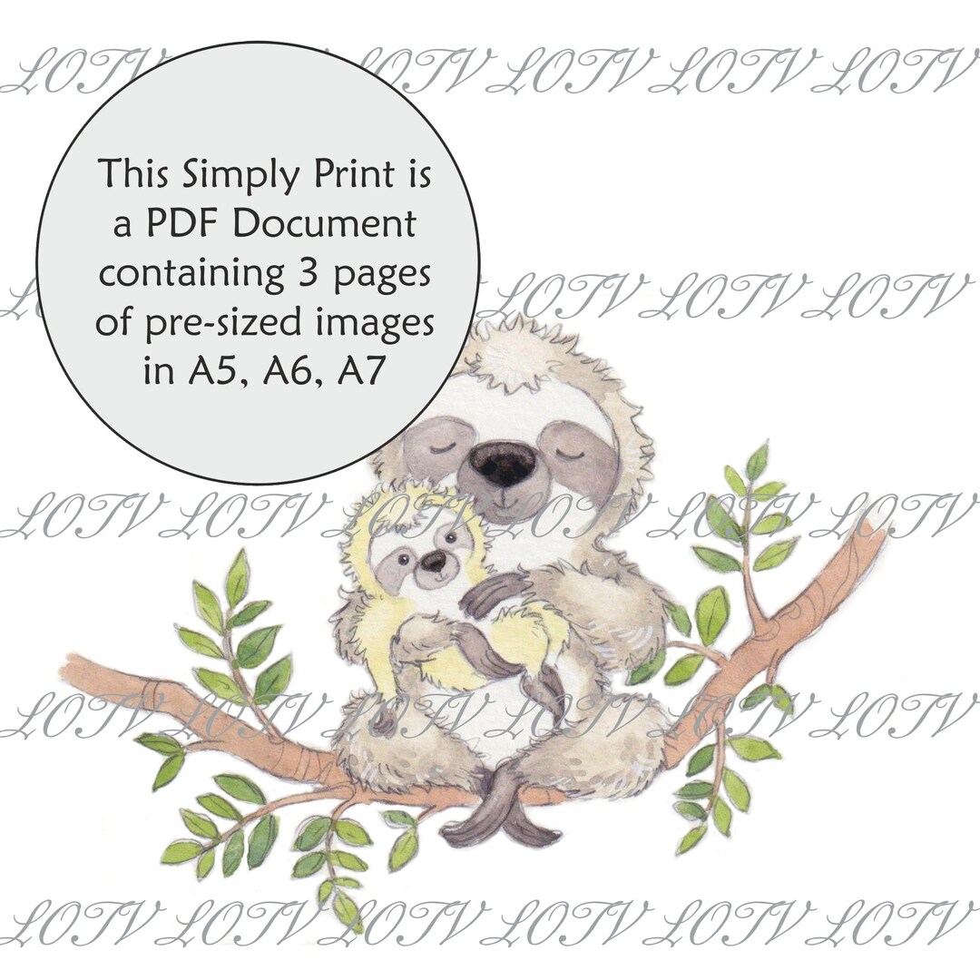 LOTV Full Colour Simply Print - AS - Smiley Sloth, 3 Page PDF Ready to ...