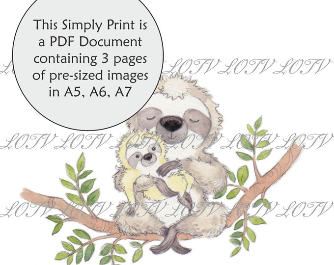 Lili of the Valley Full Colour Simply Print - AS - Smiley Sloth, 3 Page PDF Ready to Print Document, Digital