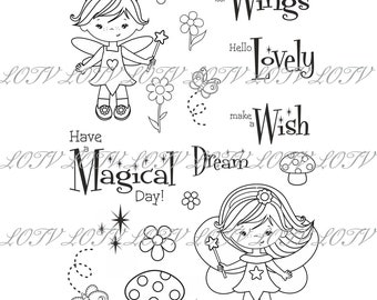 Simply Sweet Stamp Set, Fairies, JPEG, Magical, Digital
