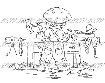 LOTV Digi Stamp - AS - Vintage Boys - The Workbench, JPEG, Digital