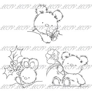 LOTV Digi Stamp - IH - Pelzige Festliche Freunde, 3 Digi Stamps, JPEG, Weihnachten, Xmas, Noel, Festlich, Schnee, Digital
