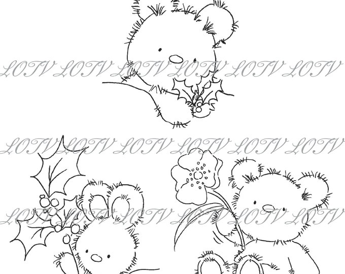 Lili of the Valley Digi Stamp - IH - Furry Festive Friends, 3 Digi Stamps, JPEG, Christmas, Xmas, Noel, Festive, Snow, Digital