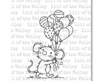 LOTV Digi Stamp - Mouse Bunch of Balloons