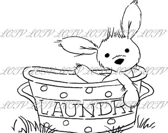 LOTV Digi Stamp - Laundry  Bunny, JPEG, Baby, New Baby, Birth, Digital