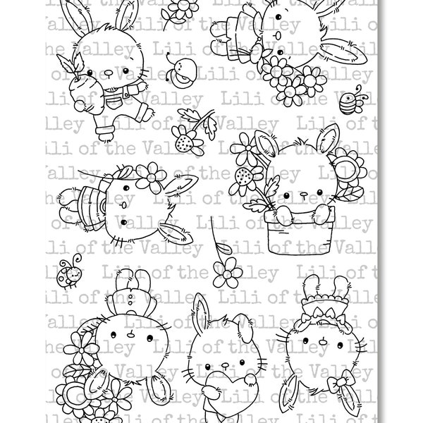 Spring Rabbits - A5 Stamp Set
