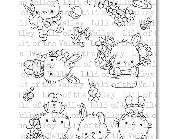 Spring Rabbits - A5 Stamp Set