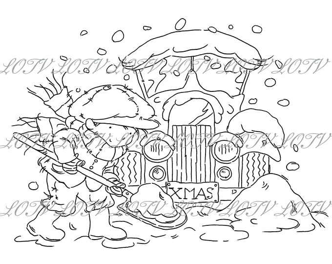 LOTV Digi Stamp - AS - Vintage Boys - Snow Shovel, JPEG, Digital