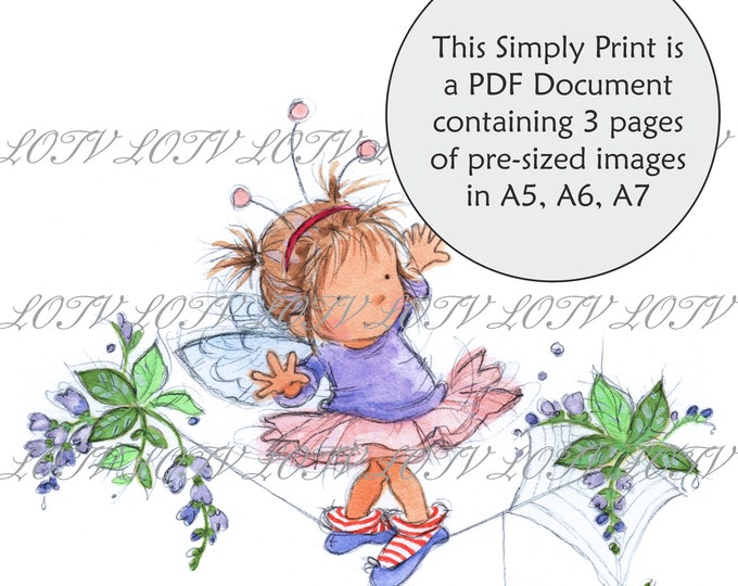 Lili of the Valley Full Colour Simply Print - AS - Cobweb, Fairy, 3 Page Ready to Print Document, Digital
