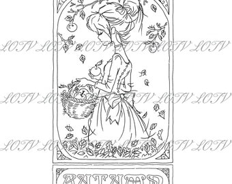 LOTV Digi Stamp - AS - Seasons Girls - Autumn, JPEG, Cute, Girl, Birthday, Sweet, Female, Digital, Artwork