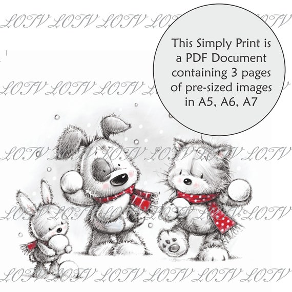 Bunny with Egg Basket Digital AS 3 Page PDF Ready to Print Document Lili of the Valley Full Colour Simply Print