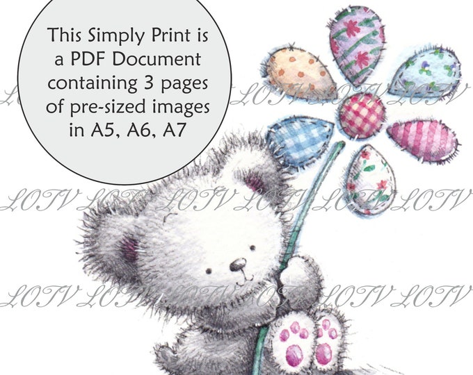 Lili of the Valley Full Colour Simply Print - IH - Patchwork Daisy, 3 Page PDF Ready to Print Document, Digital