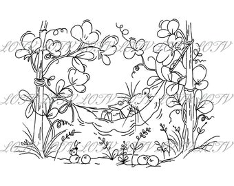 LOTV Digi Stamp - Sweet Peas, JPEG, Cute, Mouse, Birthday, Sweet, Animal, Digital