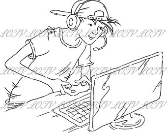 LOTV Digi Stamp - AS - Oliver Game Boy, Jpg, Boys, Teenager, Male, Digital, Artwork