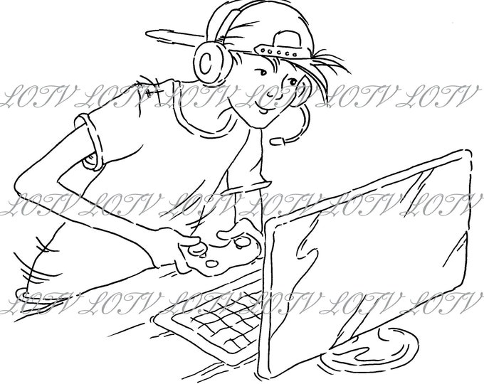 LOTV Digi Stamp - AS - Oliver Game Boy, Jpg, Boys, Teenager, Male, Digital, Artwork