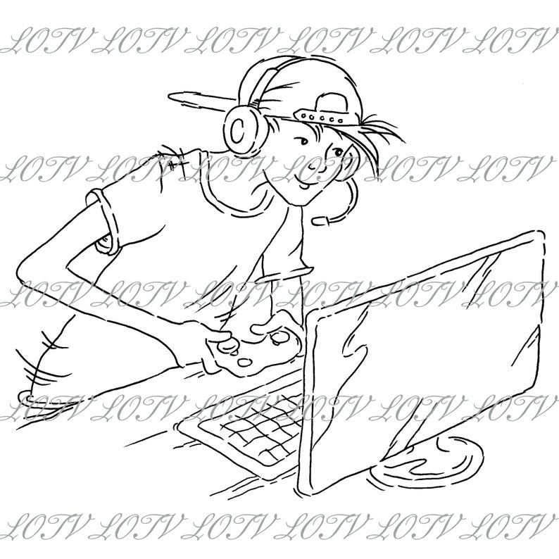 Oliver Game Boy Lili of the Valley Digi Stamp Boys Artwork AS Jpg Digital Male Teenager
