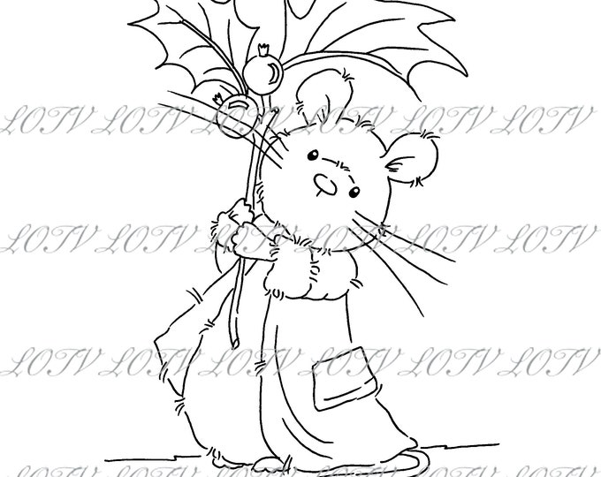 LOTV Digi Stamp - IH - Christmouse Holly - Digital