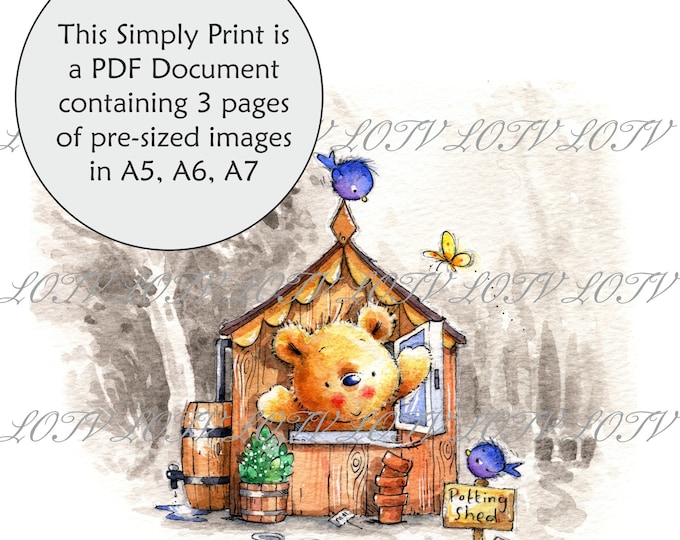 Lili of the Valley Full Colour Simply Print - IH - Busy Bears In the Shed, 3 Page PDF Ready to Print Document, Digital