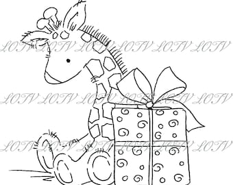 Lili of the Valley Digi Stamp - Toy Giraffe, JPEG, Baby, New Baby, Birth, Digital