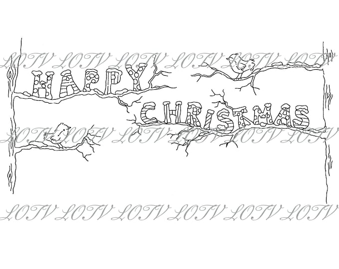 Lotv Digi Stamp - KG - Happy Christmas Words, Jpg, Christmas, Festive, Noel, Digital, Artwork