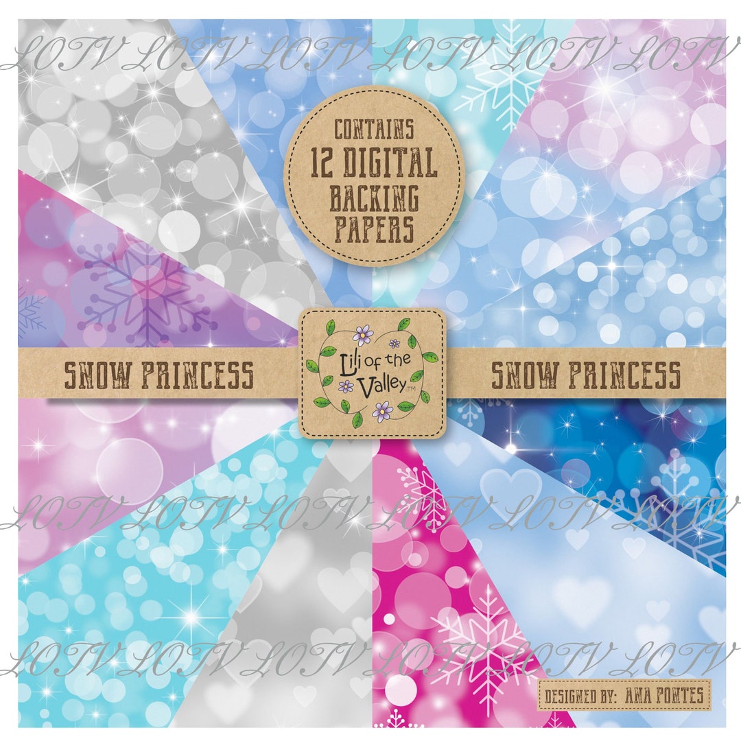Princess Backing Paper LOTV Backing Paper Set - AP - Snow Princess, JPEG, Digital - Etsy