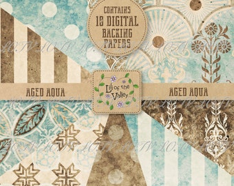 LOTV Backing Paper Set - Aged Aqua, JPEG, Digital