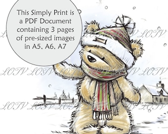 Lili of the Valley Full Colour Simply Print - James in the Snow, 3 Page PDF Ready to Print Document, Digital