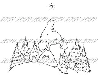 Lili of the Valley Digi Stamp - IH - Star Gazing, JPEG, Christmas, Xmas, Noel, Festive, Digital