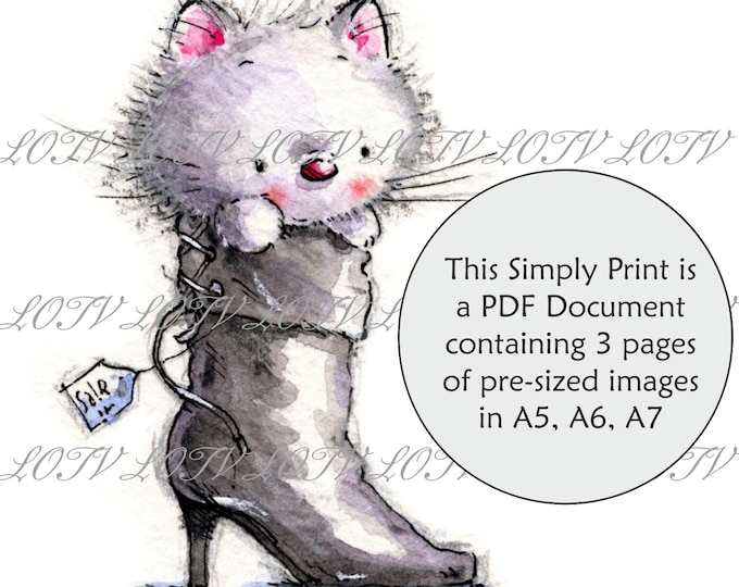 Lili of the Valley Full Colour Simply Print - IH - Puss in Boot, 3 Page PDF Ready to Print Document, Digital