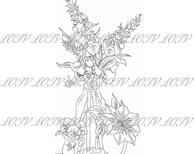 Lili of the Valley Digi Stamp - Foxgloves, JPEG, Floral, Spring, Mother's Day, Pretty, Digital, Artwork