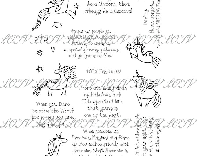 Lotv Digi Stamps Set, Fabulous Unicorns, JPEG, Magical, Digital